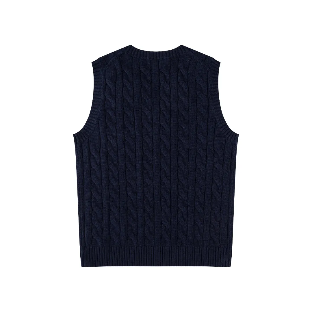 P176 #R82 Ralph Lauren Small Label Cable V Neck Vest Sleeveless Twist Sweater Women's Top Size: XS S M L Color: White Yellow Light Blue Pink Khaki Gray Navy Black Classic Cotton Yarn 100% White Cotton High Quality Classic Style Has Always Been Popular! The workmanship details are very good! Wearing a vest with a shirt is always the standard, with classic brand embroidery on the chest! All major stars have the same style! Best for couples. High quality goods! Xinjiang cotton micro-elastic and smooth fabric has excellent quality. Pure cotton is soft and skin-friendly. Length: 60/61/63/65 Bust: 44/46/49/52 Shoulder width: 36/37.5/39/41